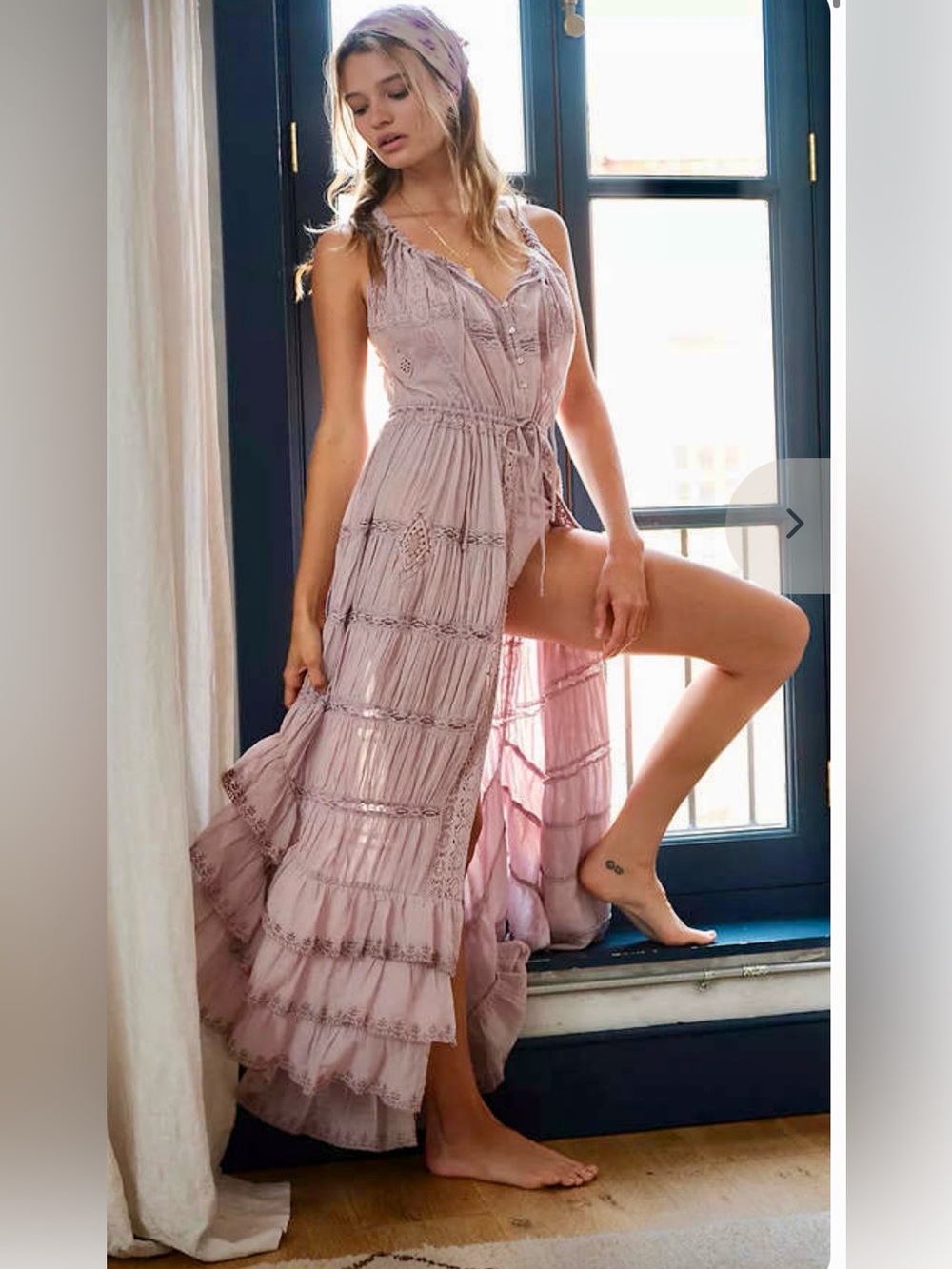NWT Free People Dolly Bodysuit Maxi Dress- Ink (Purple/ Blue)